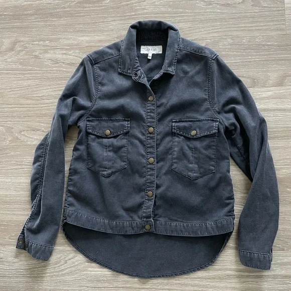 THE GREAT Women’s Shirt Jacket in Washed Black Sz 1 EUC - Picture 2 of 13